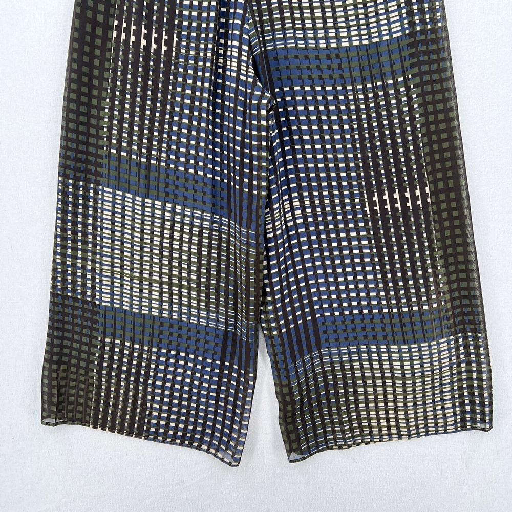 COSETTE Wide Leg Pants Womens Brown Cream Geometric Print Lightweight - Picture 6 of 14